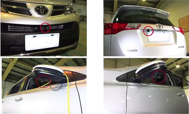 Kameraene blir plassert på forskjellige steder av bilen for å gi et komplett 3D-perspektiv.