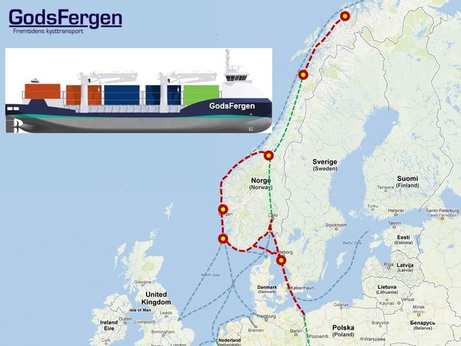 GodsFergen skal ha hybrid framdrift. Havnene skal tilby batterielektriske havneoperasjoner i kombinasjon med el-kraner og energigjenvinning. Landstrømtilkobling vil lade hybride og batteridrevne skip og unngå bruk av generatorer ved kai.