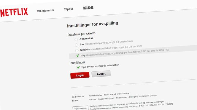 Bruker du Netflix eller andre strømmetjenester kan det være verdt å vurdere å justere ned kvaliteten for å spare datatrafikk. I alle fall om du er storforbruker.