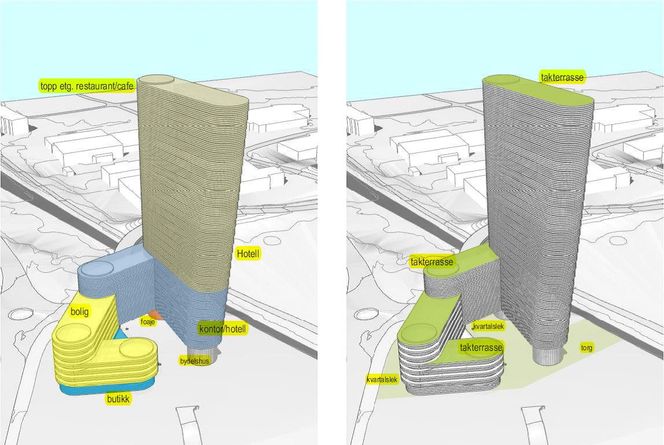 Arkitekt René de Groot mener bygninger i ulike høyder skal tilpasse seg omgivelsene rundt, samtidig som det gir et dynamisk og levende uttrykk. – Det vil være et landemerke og en attraksjon, sier han.