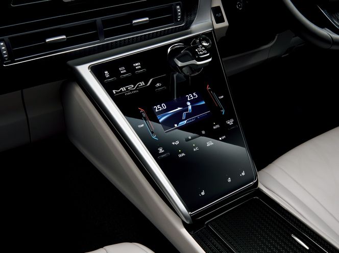 Styringen av mange sentrale funksjoner er plassert i midtkonsollen på Toyota Mirai.