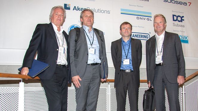 Reinertsen har utviklet en subsealøsning de tror kan skape store omveltninger i bransjen. F.v: Stig Gustafson, Arne Moe Tvedt, Are Michael Synnes og Torkild R. Reinertsen.