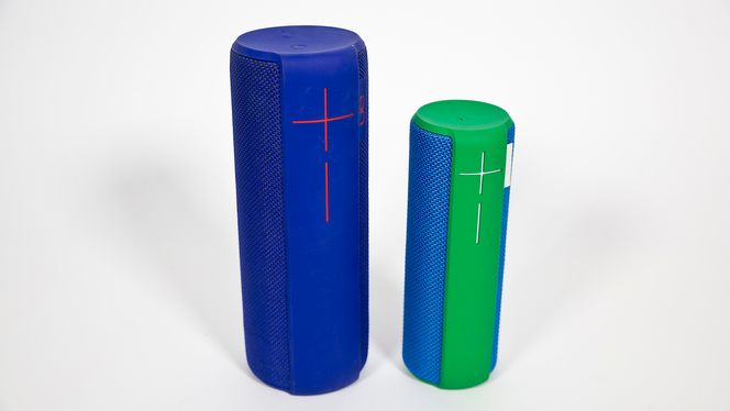 Megaboom ved siden av mindre Boom. Megaboom er cirka 60 prosent tyngre enn lillebror.