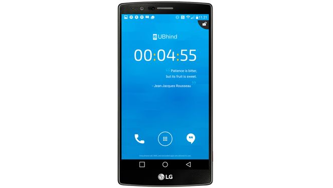 Når du er over grensen, kan appen låse telefonen for deg. Da kan du ikke gjøre annet enn å ringe og sende meldinger.