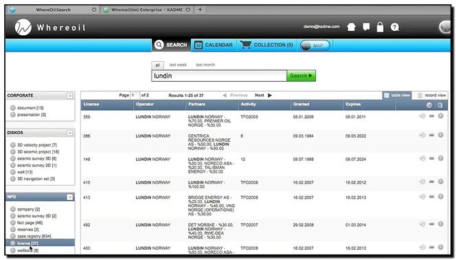 Whereoil bygger på de samme prinsippene som Google, men er skreddersydd for søk i oljedata.