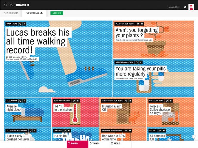 Ved hjelp av appen SenseBoard, skal du få en oversikt på mobiltelefonen, nettbrettet og i nettleseren på datamaskinen. Ved å trykke på hver av hendelsene, får du opp mer detaljerte opplysninger.