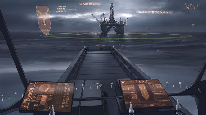 Visuelle hjelpemidler på vinduet på et forsyningsskip.