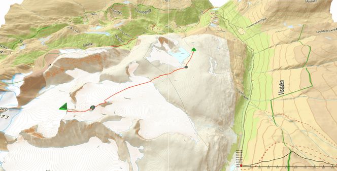 Med gps3d.no kan du se en reiserute fra mange ulike vinkler i tre dimensjoner.