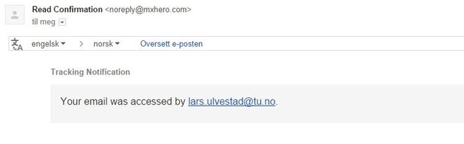 mxHero gir deg oversikt om eposten er sett av mottakeren.