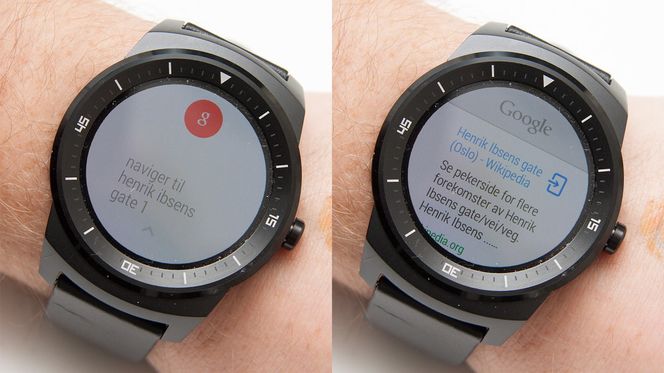 LG G Watch R forstår hva vi sier, men ikke hva den skal gjøre med informasjonen. Om du vil bruke talekommandoer må telefonen settes til engelsk.