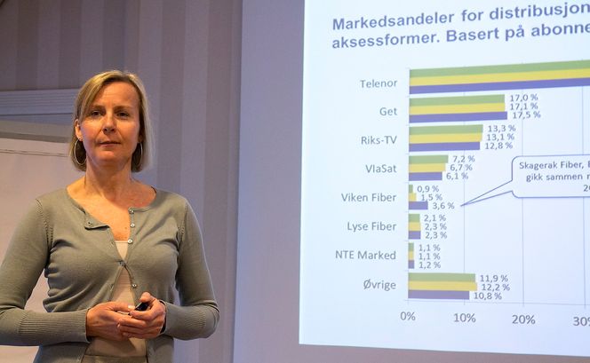 Assisterende PT-direktør Elisabeth Aarsæther legger frem tall som bør glede telekunder.