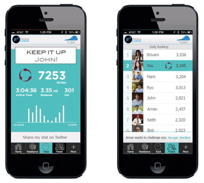 Mobilappen gir statistikk og ypper til vennskapelig og kollegial konkurranse.