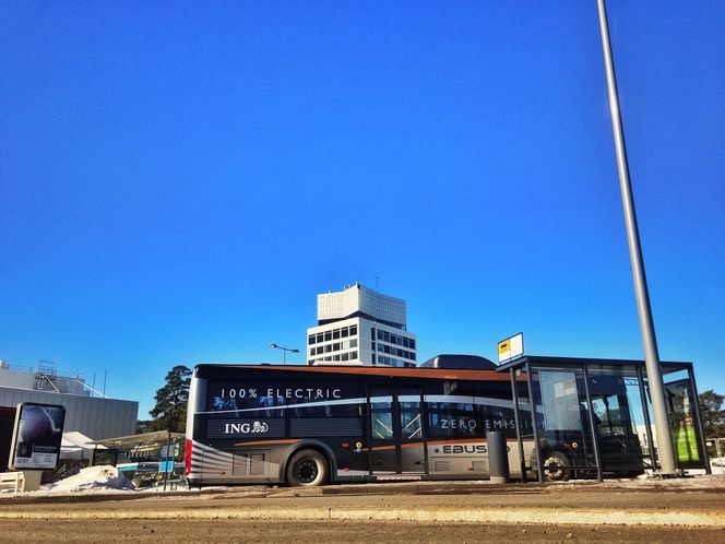 Ebusco YTP-1 i Finland der bussen i fjor vinter ble testet i snø og kulde og i desember ble satt inn i ordinær rutedrift.