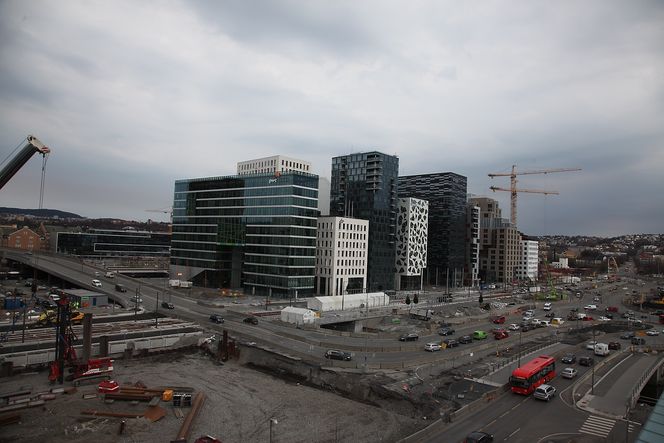 Dronning Eufemias gate ligger på en betongplate pælet til fjell. Men mange av områdene kan bli rammet av det eksperter antar er økte setninger som følge av Barcode-utbyggingen.