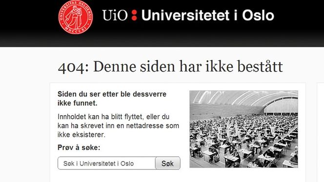 UiO gir sider som fører til 404-feil regelrett stryk.