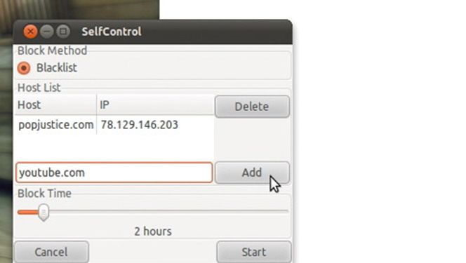Linux-versjonen av SelfControl.
