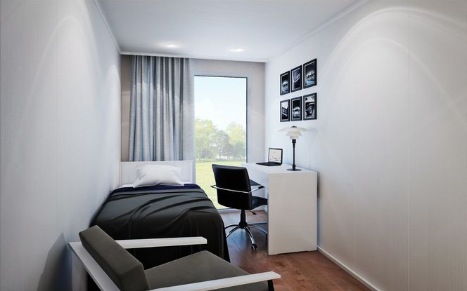 Mybox finnes i dag i to varianter, en toroms leilighet på 26 kvadratmeter (bildet), og en treroms på 53 kvadratmeter.