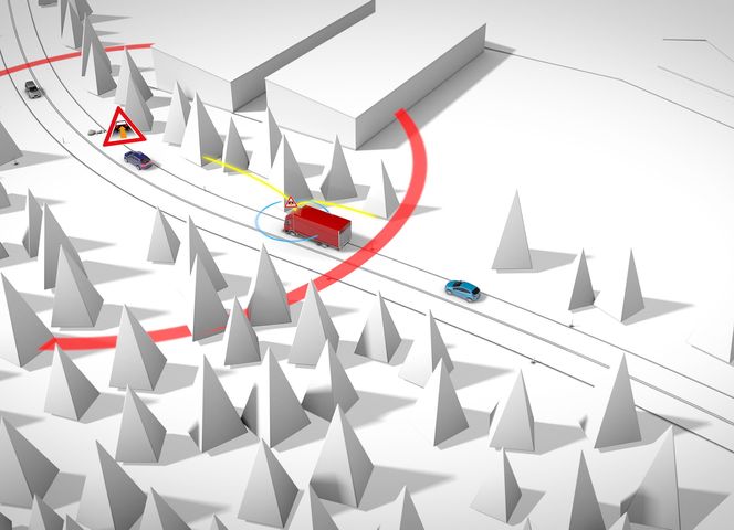 C2I: Car to Infrastructure gjør det mulig å varsle andre biler om en farlig situasjon. Bremser en bil hardt kan andre biler som kommer inn i det potensielt farlige område få et varsel fra nettverket. Biler i umiddelbare nærhet vil varsles direkte fra bilen som bremser; C2C.