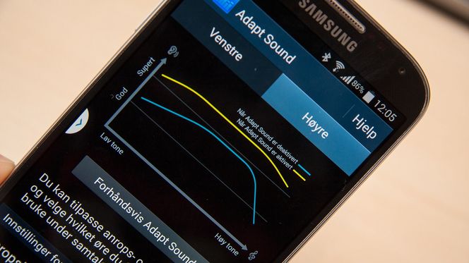 Du kan tilpasse lyden i telefonen til din hørsel og hvilket hodesett du bruker.