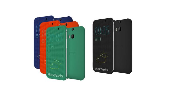 Nye HTC One kommer trolig med disse dekslene, som gir deg informasjon uten at du trenger å åpne dem. Bildet dukket opp på Twitter-kontoen @evleaks.