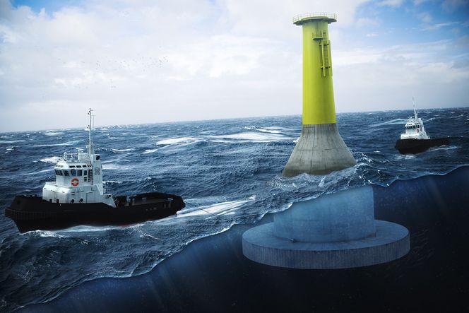 Lave kostnader: Seatower er lansert som et såkalt «selvinstallerende» fundament. Installasjonen taues til havs hvor konstruksjonen fylles med vann og synker ned på havbunnen. Konseptet krever dermed ikke bruk av kostbare installasjonsfartøy, som er en av mange årsaker til at havvindindustrien sliter med høye kostnader.