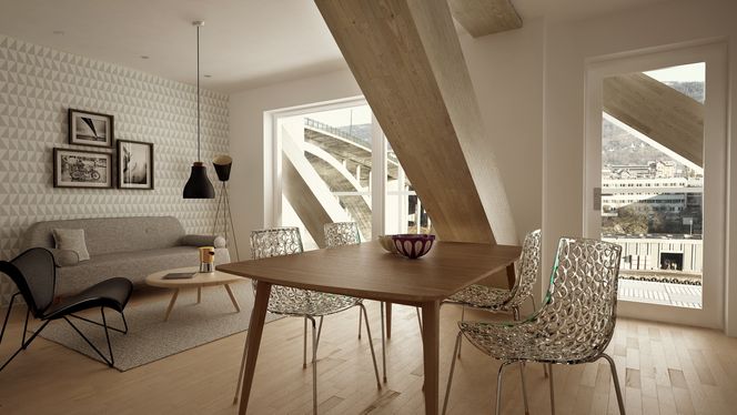 FORSTERKNING: I femte og tiende etasje vil en kraftig fagverkskonstruksjon fungere som dekke mot grunn og bære de etasjene som kommer over.