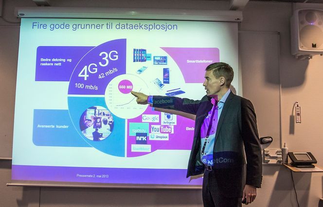 Datavekst. Gjennomsnittskunden til Netcom bruker 550 MB i måneden og veksten er eksplosiv. Det er dette kundene må fokusere på, mener Netcom-sjef August Baumann og gjør det enkelt ved å gjøre tale og SMS til en gratistjeneste.