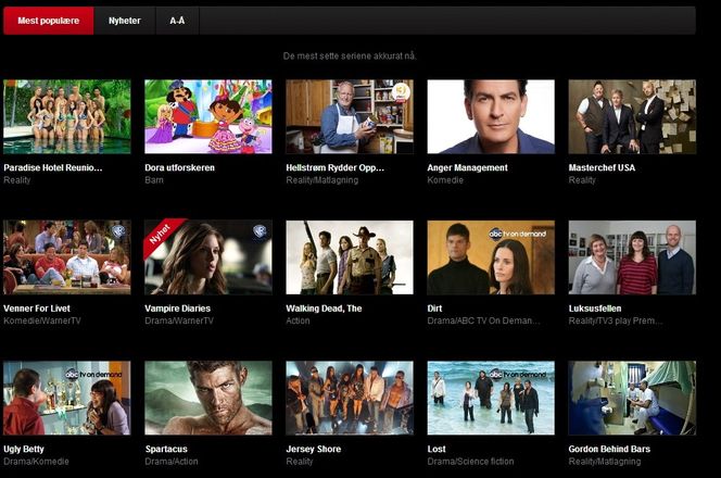 TV-utvalget er også brukbart, men undertegnede fant likevel mer interessant hos Netflix.
