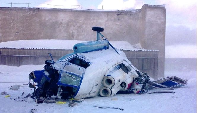 Mi-8MT-helikopteret som havarerte på Svalbard i 2008. Foto:  SHT