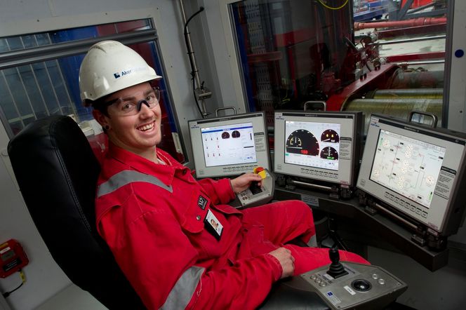 EGEN KABIN: Wireline-operasjoner styres fra denne kabinen.