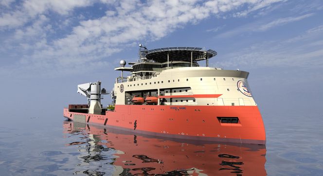 X-BOW: Ulsteins karakteristiske baugform gir gode sjøegenskaper til de nye konstruksjonsskipene for Island Offshore og Edison Chouest Offshore.
