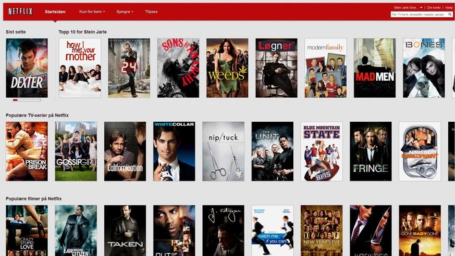 Netflix' startside gir deg tilgang til det forrige du så med en gang. Du får også anbefalinger om nye ting å se.