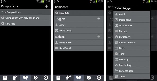 Skjermdumper fra Tellus komposisjons-prototyp for Android.
