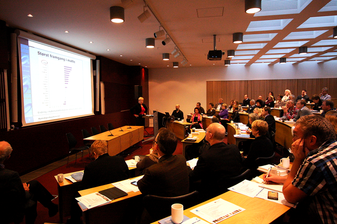 Kunnskapsminister Kristin Halvorsen presentert de positive funnene i TIMSS-undersøkelsen.