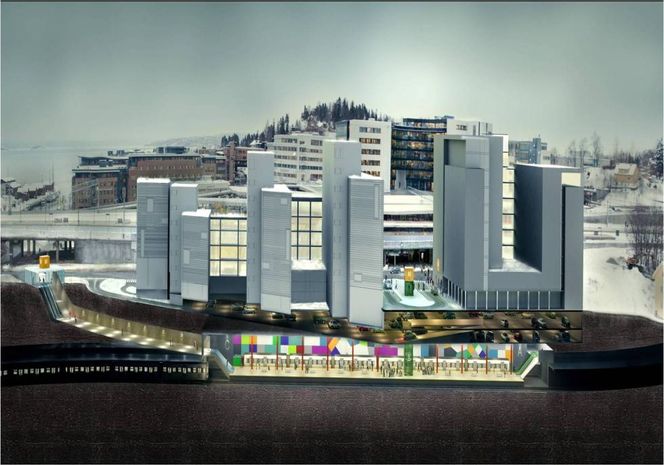 STASJON PÅ FORNEBUBANEN: Norconsult og Ruter forestiller seg at en ny metrostasjon på Lysaker kan se ut slik.