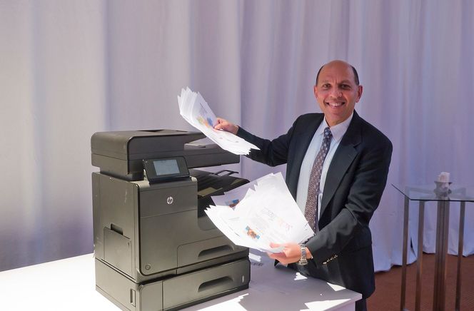 Billig og raskt: Sjef for HPs forretningsblekkjet, Hatem Mostafa, tror selskapet har skutt gullfuglen med sin nye superraske kontorblekkskriver.