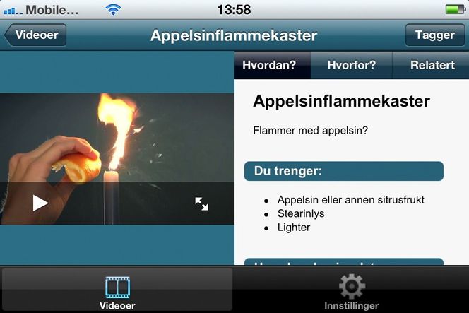 FLAMMEKASTER: Ved å sprute hydrokarboner mot en flamme får du en liten flammekaster til innendør bruk.