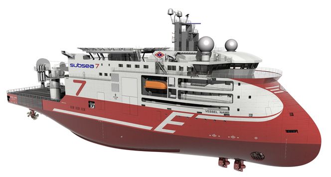 TUNGVEKTER: Det nye konstrukjsonsskipet til Eidesvik Offshore og Subsea 7 er spesialtilpasset oppdrag for Statoil. Skipet er designet og skal bygges av Ulsteinkonsernet. Fartøyet blir 106,5 meter langt og 24,5 meter bredt. Det får toppfart 17 knop og skal ha lugarplass til 90 personer.