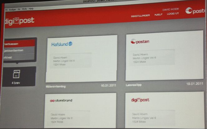 Slik vil Postens Digipost-system se ut, med digitale brev på lik linje med vanlig post.