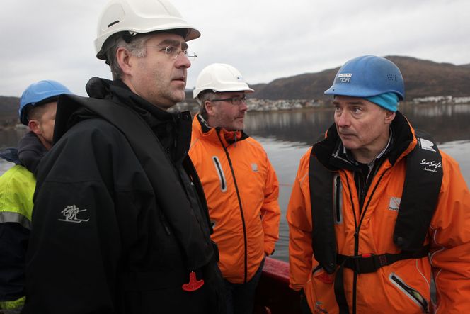 FORNØYD: Utviklingssjef Dag Nilsen (t.h.) i NOFI og Steinar Gyltnes fra Kystverket er fornøyde med samarbeidet.