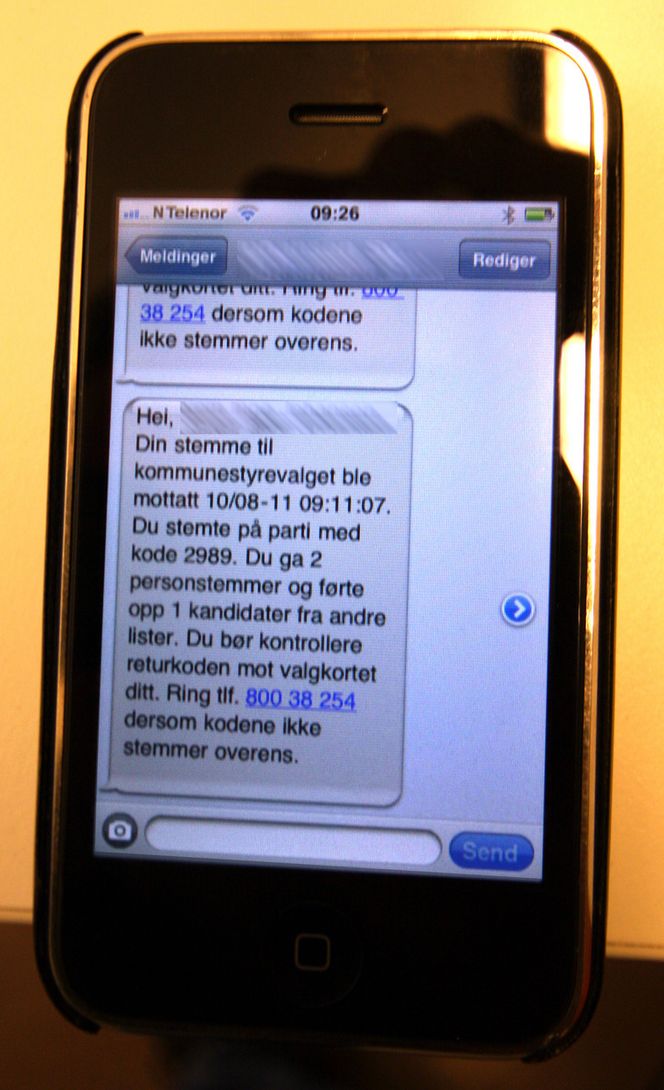 Beslaglagt FUNKER: E-valgsløsningen er testet i flere omganger, og sms-kvitteringer på premieredagen 10. august bekreftet at systemet fungerte som det skulle.