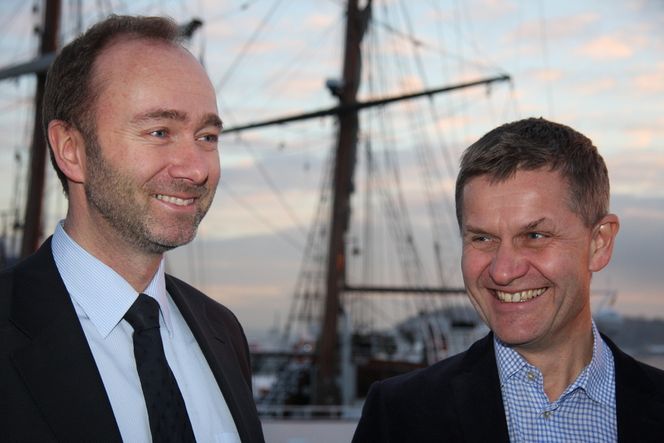 TJA OG JA: Nærings- og handelsminister Trond Giske og miljøvernminister Erik Solheim har forskjellig syn på CO2-fond.