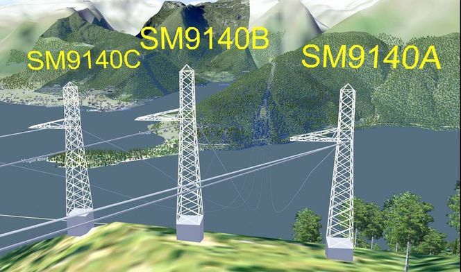 Vil ha småkraft FJÆRLAND: Slik kan 420 kV-linjas kryssing av Fjærlandsfjorden komme til å se ut.