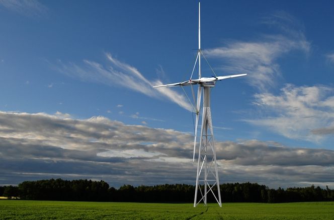 STAG: Lett vekt, stor størrelse, økonomisk effektivitet. Norsetek har benyttet den generelle teknikken med stag (fagverk) for å overføre kreftene fra vinden til "Hub" og rotoraksel i senter.