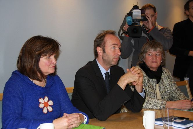 INNOVASJON: Administrerende direktør Gunn Ovesen i Innovasjon Norge (til v.) møtte næringsminister Trond Giske for å snakke om eksportrettet industri for noen uker siden.