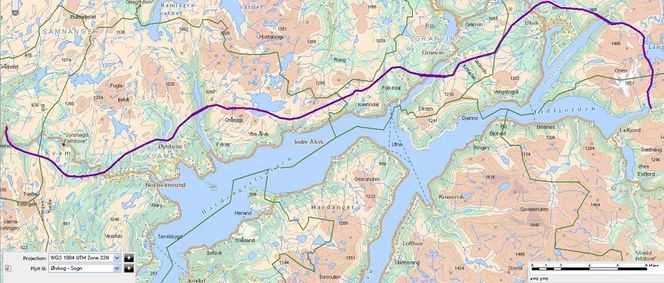 Vil heller oppgradere TRASE: Her skal kraftlinja Sima-Samnanger etter planen gå. Kart: Statnett
