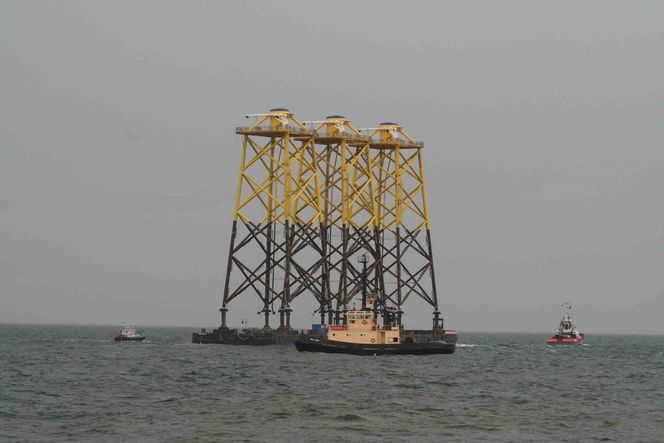 – Lærer enormt mye STORE KONSTRUKSJONER: Slik ser OWEC Towers bunnfaste fundamenter ut. Seks av disse er nå installert på Tysklands første offshore vindmøllepark, alpha ventus.