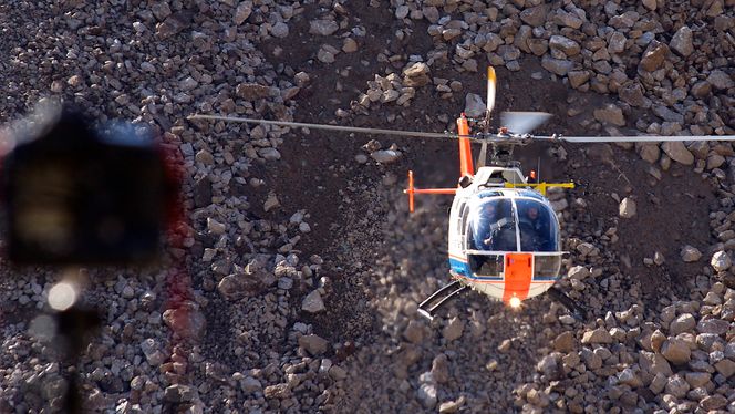 Testingen med BO 105-helikopteret ble gjennomført i et steinbrudd.