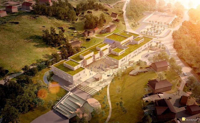 Samler erfaring: Bergen kommune var først ikke interessert i tre i bærende konstruksjoner, men ble overbevist av arkitekten. Nå ser kommunen Ulsmåg skole som et pilotprosjekt for å samle erfaring. ill.: Ola Roald Arkitketur