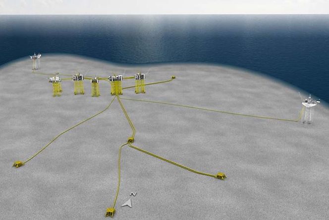 Skisse av mulig full-felt utbygging fra forslaget til program for konsekvensutredning for utbyggingen av Johan Sverdrup-feltet.